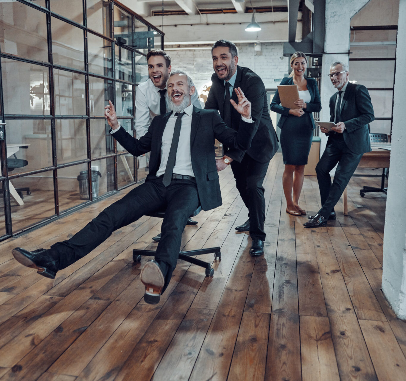 executives teamwork having fun